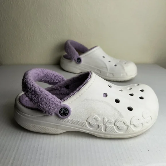 CROCS | Shoes | Crocs Baya Lined Faux Fur White And Purple  display picture 1